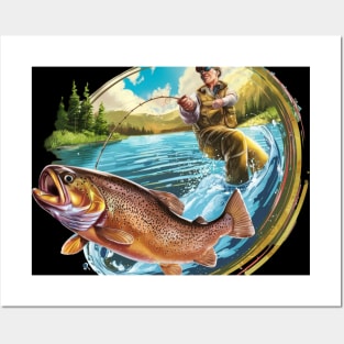 Cool Fishing For Men Women Fisherman Bass Trout Fish Hunting Posters and Art